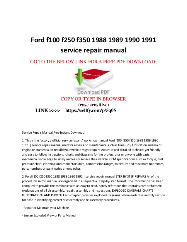 1978 ford f100 owners manual free download